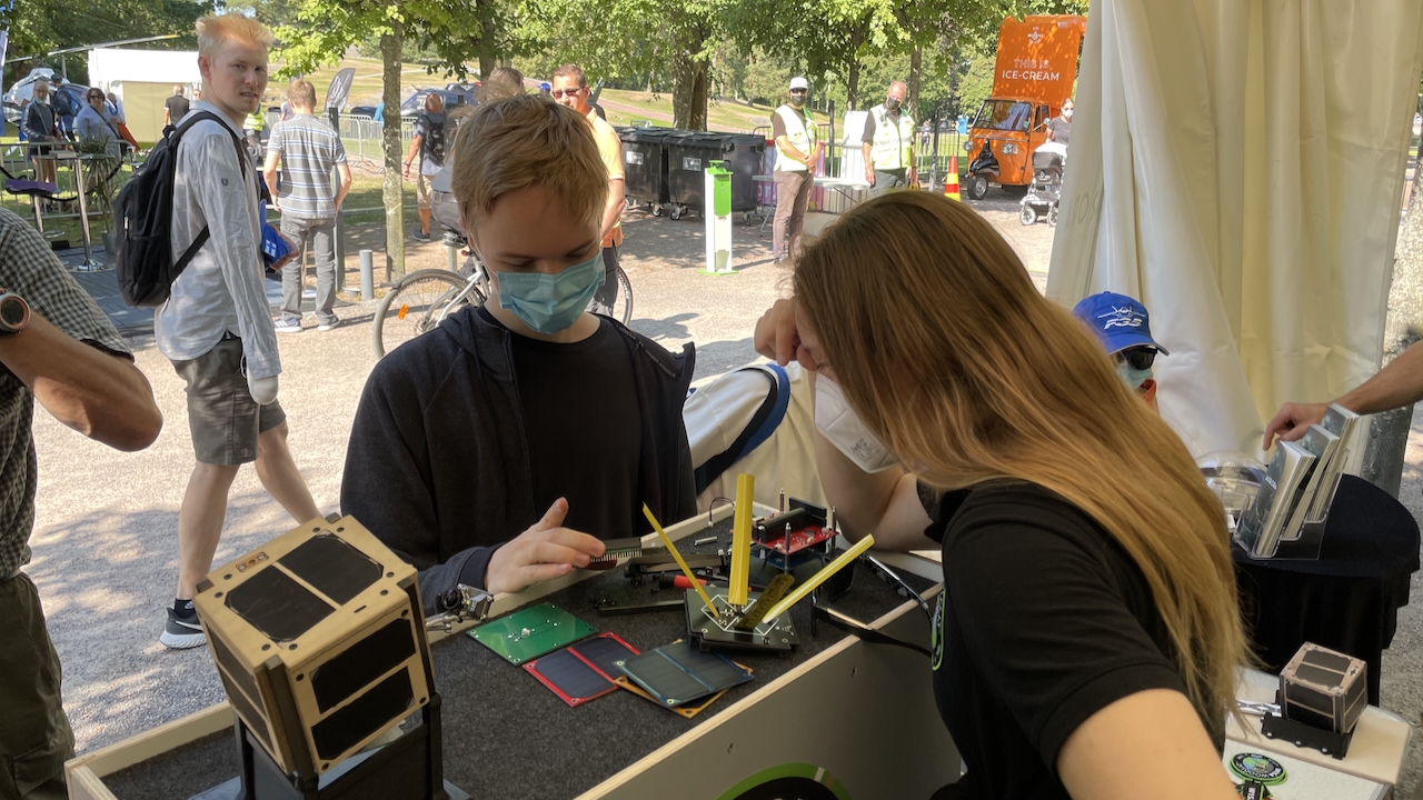 This young visitor built a satellite